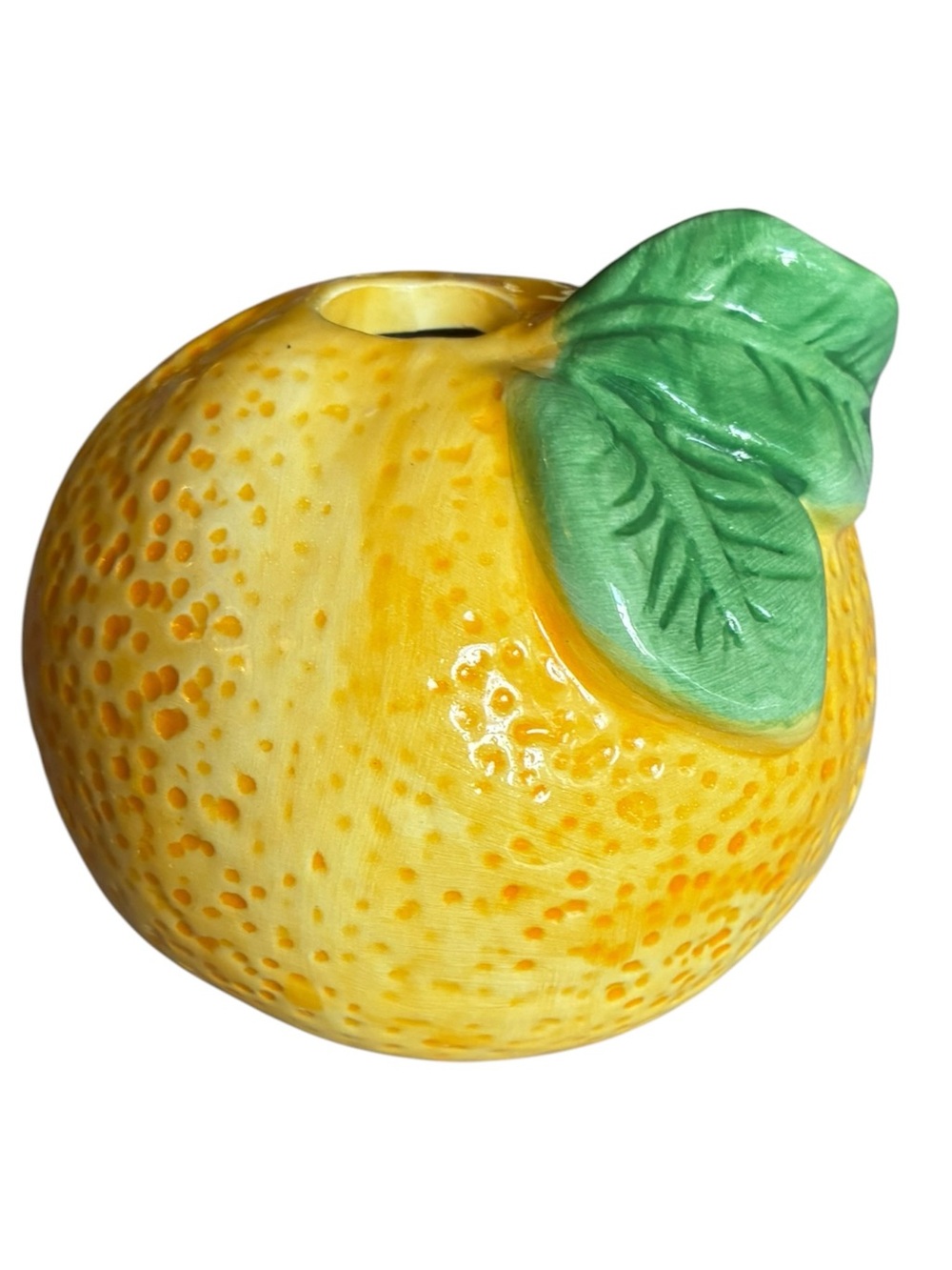 Vintage 1970s Ceramic Citrus Bud Vase - Lemon / Orange Decor